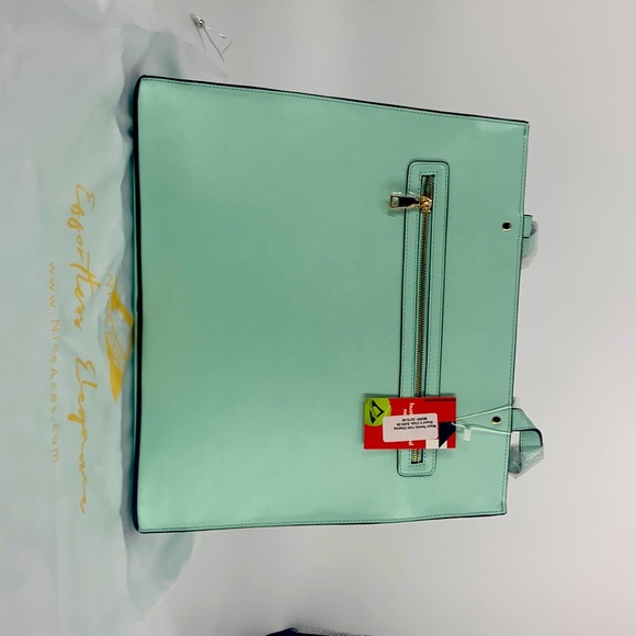 NiceAces Tennis Tote NWT 2 rackets mint green safiano pattern - Picture 4 of 7